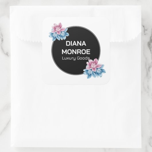 Elegante Floral krans modern Vierkante Sticker (Tas)