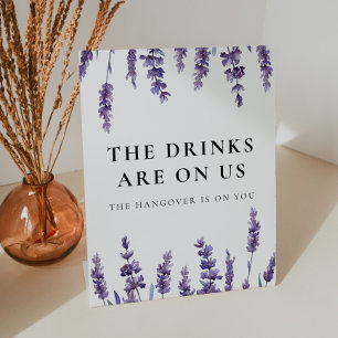 Elegante Floral Lavendel Drinken zijn op ons Reclamebord Met Voetstuk