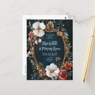 Elegante Floral Lijst Vintage Wedding Save the Dat Briefkaart