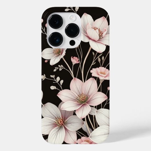 Elegante Floral Line Art Phone Case (Achterkant)