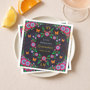 Elegante Floral Mexicaanse volkskunst Fiesta Quinc Servet