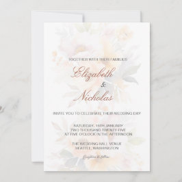Elegante Floral minimalistische bruiloft uitnodigi Kaart