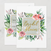 Elégante Floral moderne douche nuptiale Invitation (Devant / Derrière)