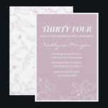 Elégante Floral moderne invitations de 34e anniver<br><div class="desc">Elégante Floral moderne invitations 34e anniversaire Floral Fleurs violettes</div>