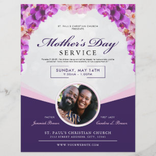 Elegante Floral Moederdag kerkdienst Flyer