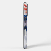 Elegante Floral Navy Marmeren iPhone Case (Achterkant / Rechts)