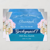 Élégante Floral Ocean Beach Bridesmaid Invitation (Devant / Derrière)