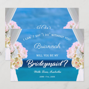Élégante Floral Ocean Beach Bridesmaid Invitation