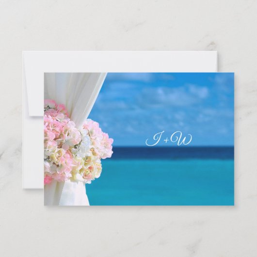 Elegante Floral Ocean Beach bruiloft details Kaart (Achterkant)