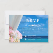 Elegante Floral Ocean Beach bruiloft RSVP Kaartje (Voorkant)