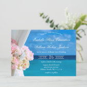 Elegante Floral Ocean Beach bruiloft uitnodiging (Staand voorkant)