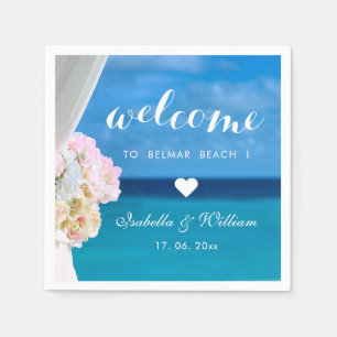 Elegante Floral Ocean Beach bruiloft welkom Servetten