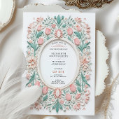 Elegante Floral Pastel Faux Papercut bruiloft Kaart