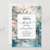 Elegante Floral Peacock Chinoiserie Bridal Kaart (Voorkant)