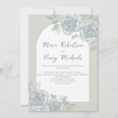 Elegante Floral QR Code Blauw Groen Kaart (Voorkant)