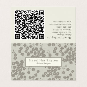Elegante Floral QR Code Gevouwen Visitekaartjes