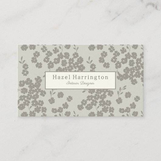 Elegante Floral QR Code Visitekaartjes Neutraal (Voorkant)