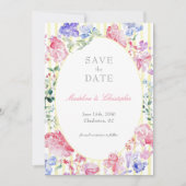 Elegante Floral Regency foto bruiloft Save The Date (Voorkant)