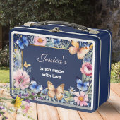 Elegante Floral Retro Navy Blue Gepersonaliseerd