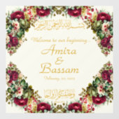Elegante Floral Rozen Islamitische bruiloft Raamsticker (Vel)