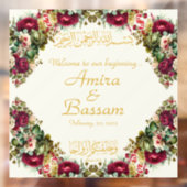 Elegante Floral Rozen Islamitische bruiloft Raamsticker (Vel 2)