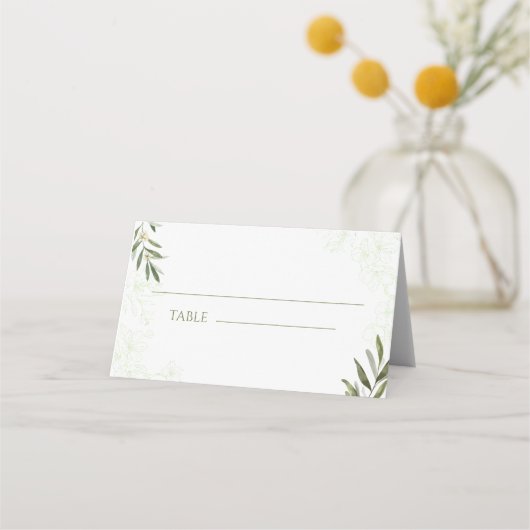 Elegante Floral Sage Green Wedding Place Card (Voorkant)