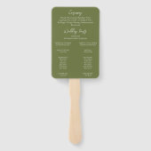 Elegante Floral Sage Green Wedding Program Fan Handwaaier (Achterkant)