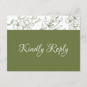 Elegante Floral Sage Green Wedding RSVP Briefkaart