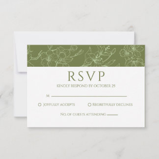 Elegante Floral Sage Green Wedding RSVP Kaart