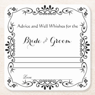Elegante Floral Scroll, advies en goede wensen Vierkante Kartonnen Onderzetter