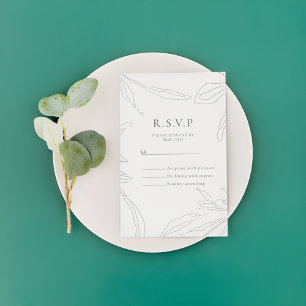 Elegante Floral Sketch Wedding Response Kaart