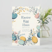 Elegante Floral Spring Easter Egg Hunt Kaart (Staand voorkant)