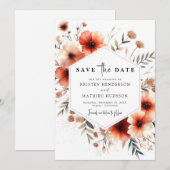 Elegante Floral Terracotta bruiloft Save The Date (Voorkant / Achterkant)