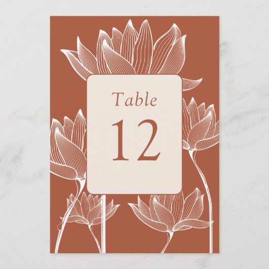 Elegante Floral Terracotta tafel nummer (Voorkant)