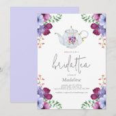 Elégante Floral Thé nuptiale Invitation de douche  (Devant / Derrière)