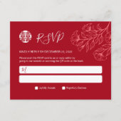 Elegante Floral Traditionele Chinese Bruiloft RSVP (Voorkant)