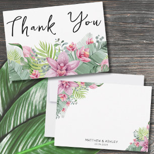 Elegante Floral Tropical Wedding Bedankkaart