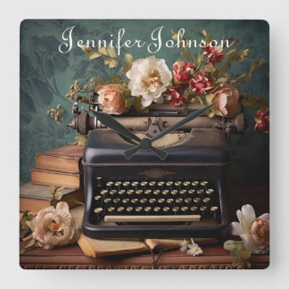 Elegante Floral Typewriter wandklok Vierkante Klok
