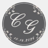 Elegante Floral Victoriaans bruiloft Sticker (Voorkant)