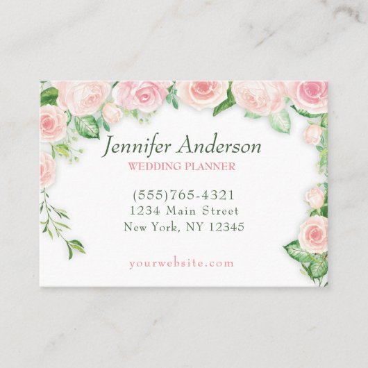 Elegante Floral Wedding Event Planner Service Visitekaartje (Voorkant)