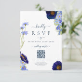 Elegante Floral Wedding Website Reactie QR Code RSVP Kaartje (Staand voorkant)