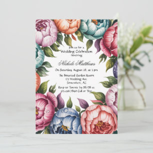 Elegante Floral Wreath bruiloft Kaart