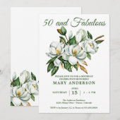 Elégante florale 50e anniversaire Invitation (Devant / Derrière)