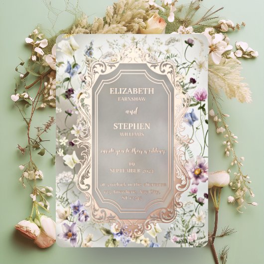 Elégante florale automne Foil Invitation