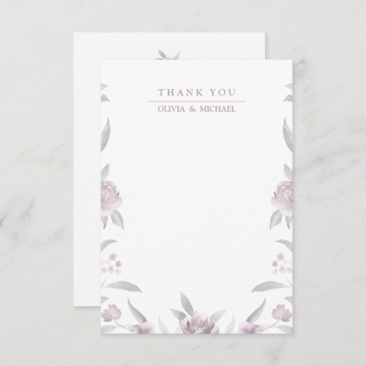 Elégante florale Chinoiserie Mariage merci (Devant / Derrière)