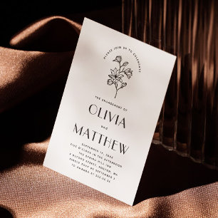 Elegante florale minimalistische bruiloft verlovin kaart
