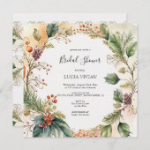 Elégante florale Noël nuptiale invitation douche n (Devant / Derrière)