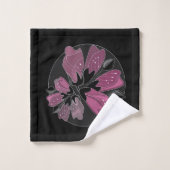 Élégante florale noire et rose poussiéreuse fémini (Gant de toilette)