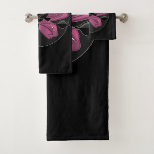 Élégante florale noire et rose poussiéreuse pour l