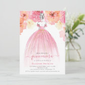 Élégante florale robe Quinceanera rose Invitation (Debout devant)